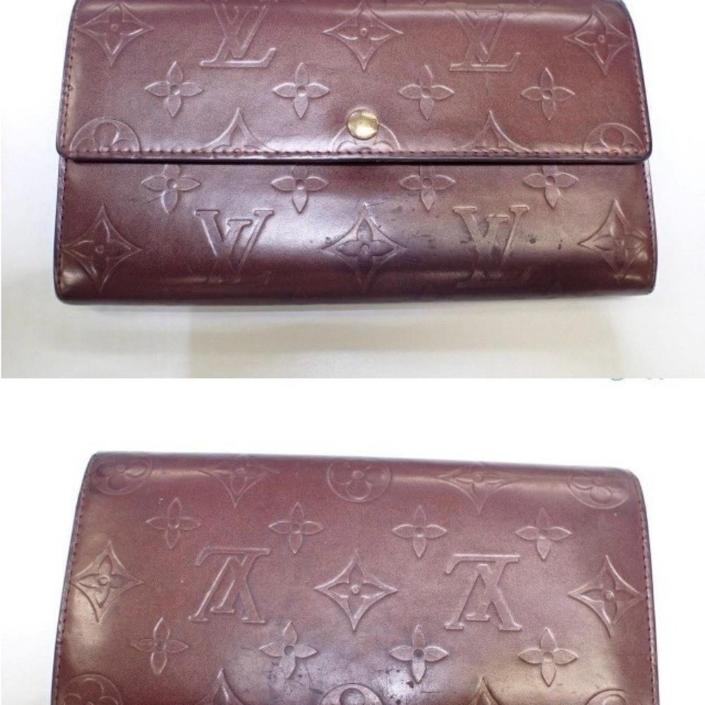 Genuine Louis Vuitton Monogram Matte 
Amarante Sarah Brown Embossed Wallet  COA